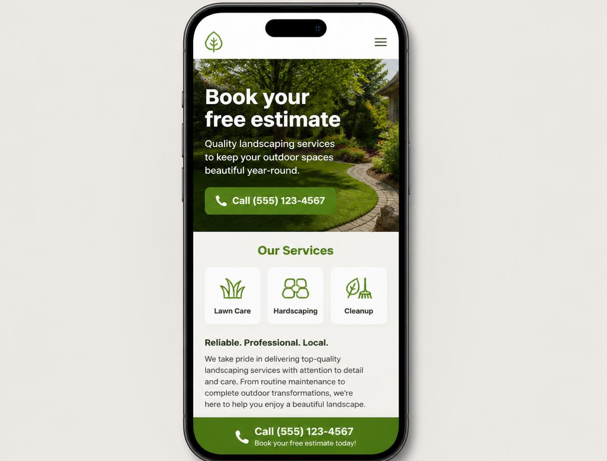 Concept website design for a landscaping company