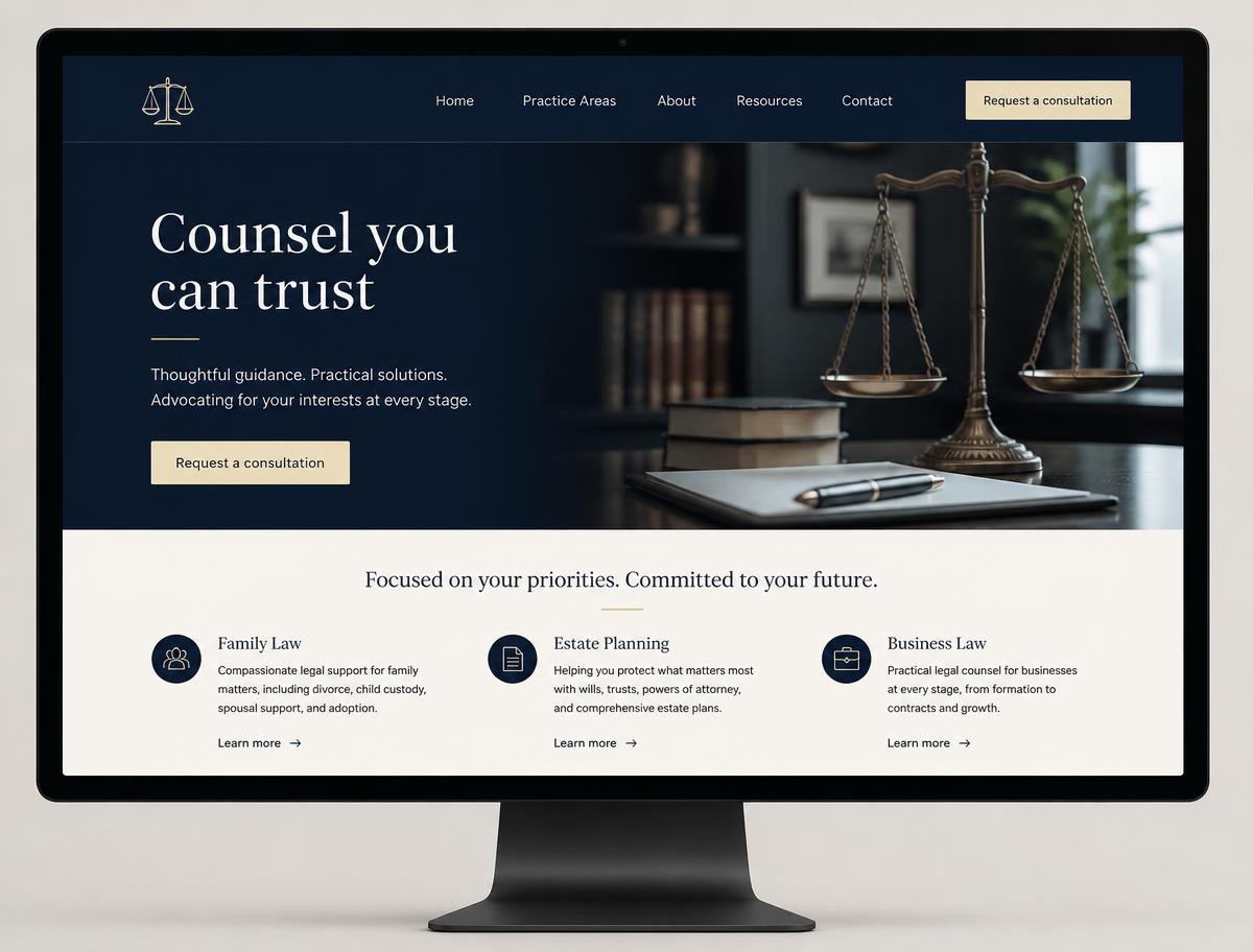 Concept website design for a law firm